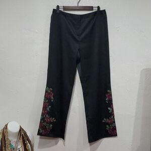 Spencer Jeremy Black Satin Embroidered Pants Size 14P